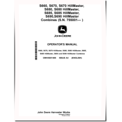 S660, S670, S680, S685, S690 and HillMaster models Combines (SN: 755001 - 765000) (Europe) Operators Manual (OMHXE51485)