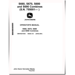S660, S670, S680 and S690 Combines (SN: 755001 - 765000) (Export Edition) Operators Manual (OMHXE51503)