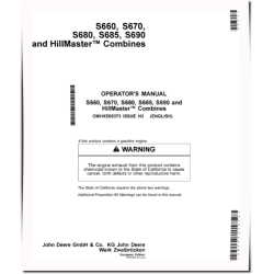 S660, S670, S680, S685, S690 and HillMaster Combines (MY2014) (Europe) Operators Manual (OMHXE65373)