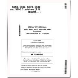S650, S660, S670, S680 and S690 Combines (SN: 785001 - 795000) (North America) Operators Manual (OMHXE90246)