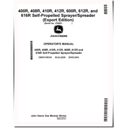 400R, 408R, 410R, 412R, 600R, 612R, 616R Self-Propelled Sprayer/Spreader (Export,SN: 270001-) Operators Manual (OMKK105339)