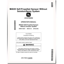 M4025 Self-Propelled Sprayers w/o Solution/Spray System (SN: 190000 - 230000) Operators Manual (OMKK112631)