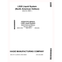 LS20 Mounted Sprayers (SN: 250001 - 260000) (North America) Operators Manual (OMKK121563)