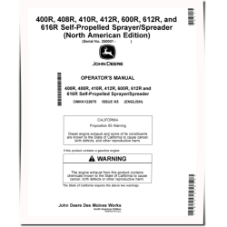 400R, 408R, 410R, 412R, 600R, 612R, 616R Self-Propelled Sprayer/Spreader (SN:250001-260000,N.A.) Operators Manual (OMKK122675)