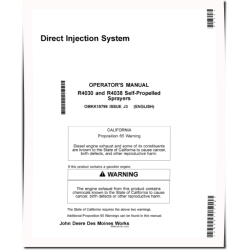 Direct Injection System for Self-Propelled Sprayers (SN: -006000) Operators Manual (OMKK15798)