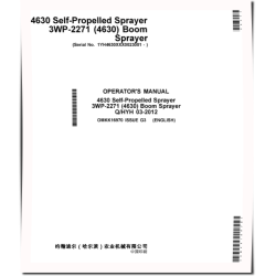 4630 (3WP-2271) Self-Propelled Sprayers, SN: from 023001, Chinese Edition, Operators Manual (OMKK16970)