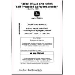R4030, R4038 and R4045 Self-Propelled Sprayers (SN: 006001 - 011100) Operators Manual (OMKK21487)