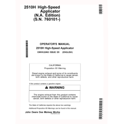 2510H High Speed Nutrient Applicators (SN: 760101 - 770100) (North America) Operators Manual (OMKK22463)