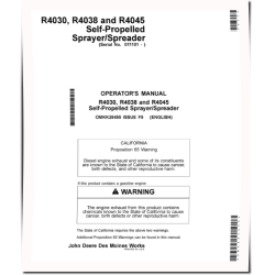 R4030, R4038 and R4045 Self-Propelled Sprayers (SN: 011101 - 170000) (Export Edition) Operators Manual (OMKK25455)