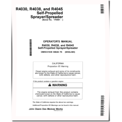 R4030, R4038 and R4045 Self-Propelled Sprayers (SN: 170001 - 180000) (Export Edition) Operators Manual (OMKK31839)
