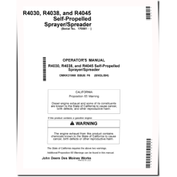 R4030, R4038 and R4045 Self-Propelled Sprayers (SN: 170001 - 180000) (North America) Operators Manual (OMKK31868)