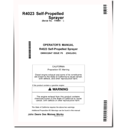 R4023 Self-Propelled Sprayers (SN: 170001 - 180000) (Export Edition) Operators Manual (OMKK32647)
