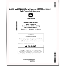 M4030 and M4040 Self-Propelled Sprayers (SN: 180000 - 189999) Operators Manual (OMKK47278)
