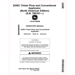 2430C Nutrient Applicators and Chisel Plows (SN: from 780101) (North America) Operators Manual (OMKK48128)