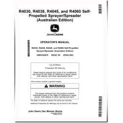 R4030, R4038, R4045 and R4060 Self-Propelled Sprayers (SN: from 190001) (Australia) Operators Manual (OMKK52075)