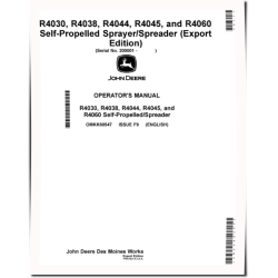 R4030, R4038, R4044, R4045, R4060 Self-Propelled Sprayers (SN:200001-210000) (Export) Operators Manual (OMKK60547)