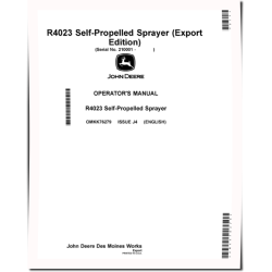 R4023 Self-Propelled Sprayers (SN: 210001 - 250000) (Export Edition) Operators Manual (OMKK76279)