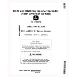 DS20 and DS30 Dry Fertilizer Spreaders (SN: up to 220000) (North America) Operators Manual (OMKK77666)