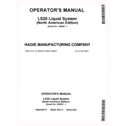 LS20 Mounted Sprayers (SN: 022001 - 023000) (North America) Operators Manual (OMKK90777)