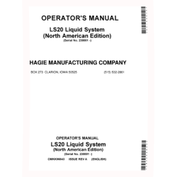 LS20 Mounted Sprayers (SN: 023001 - 024000) (North America) Operators Manual (OMKK96843)