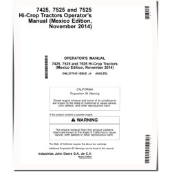 7425, 7525 and 7525HC Tractors (MY2012) (Mexico) Operators Manual (OML217016)
