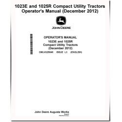 1023E (SN: from 310001) and 1025R (SN: from 110001) Compact Utility Tractors (Export) Operators Manual (OMLVU25848)
