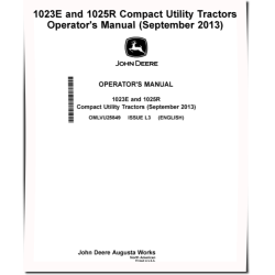 1023E (SN: from 310001), 1025R (SN: from 110001) Compact Utility Tractors (N.America) Operators Manual (OMLVU25849)