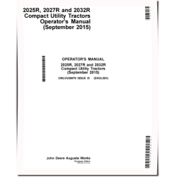 2025R, 2027R and 2032R Compact Utility Tractors (from Sep.2015, Europe) Operators Manual (OMLVU26876)