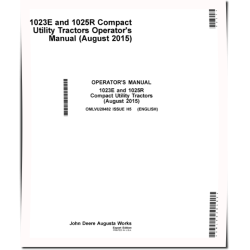 1023E and 1025R Compact Utility Tractors (from MY2015, Export Edition) Operators Manual (OMLVU28482)