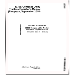 3036E Compact Utility Tractors (SN: from 610000, Europe) Operators Manual (OMLVU28669)