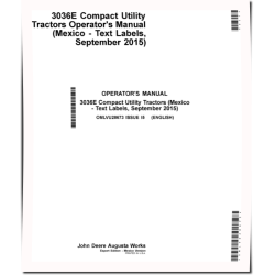 3036E Compact Utility Tractors (SN: from 610000, Mexico) Operators Manual (OMLVU28673)