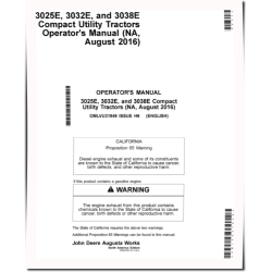 3025E (SN:100001-) and 3032E, 3038E (SN:710001-) Compact Utility Tractors (N.America) Operators Manual (OMLVU31846)
