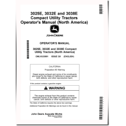 3025E, 3032E, 3038E Compact Utility Tractors (SN.from HJ100000, MY2018-2019, N.America) Operators Manual (OMLVU33981)
