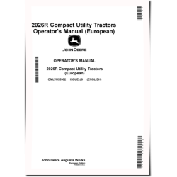 2026R Compact Utility Tractors (MY2018-2020, SN: from JJ200551, Europe) Operators Manual (OMLVU35902)