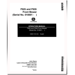 F925 (SN: 010001 - 130270) and F935 (SN: 010001 - 131200) Front Mowers (North America) Operators Manual (OMM117814)