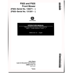 F925 (SN: 130271 - 140000) and F935 (SN: 131201 - 140000) Front Mowers (Export Edition) Operators Manual (OMM121351)