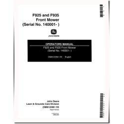 F925 and F935 Front Mowers (SN: 140001 - 150000) (Export Edition) Operators Manual (OMM122961)