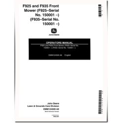F925 and F935 Front Mowers (SN: 150001 - 190000) (North America) Operators Manual (OMM124509)