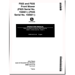 F925 and F935 Front Mowers (SN: 150001 - 475000) (Export Edition) Operators Manual (OMM124510)