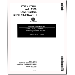 LT133, LT155 and LT166 Lawn Tractors (SN: 045001 - 125000) (Export Edition) Operators Manual (OMM137715)