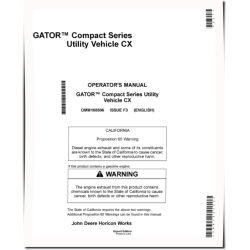 CX Compact Series Gator Utility Vehicles (SN: from 100001) (Export Edition) Operators Manual (OMM168596)