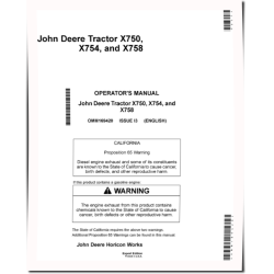 X750, X754 and X758 (SN: 010001-020000) Lawn Tractors (Export Edition) Operators Manual (OMM169420)
