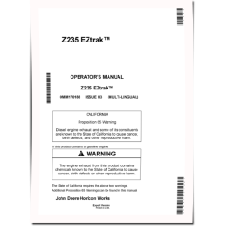 EZTrak Z235 and Z255 (SN: 150001-170000) Zero-Turn Mowers (Export Edition) Operators Manual (OMM170188)