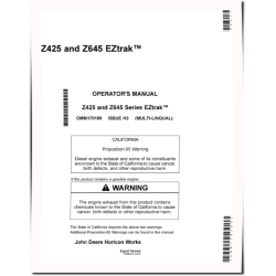 EZTrak Z425 and Z645 (SN: 150001-170000) Zero-Turn Mowers (Export Edition) Operators Manual (OMM170189)