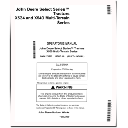Select Series X534 and X540 (SN: 090001-100000) Lawn Tractors (Export Edition) Operators Manual (OMM170563)