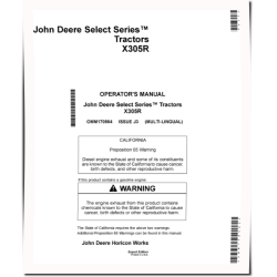 Select Series X305R (SN: 280001-310000) Lawn Tractors (Export Edition) Operators Manual (OMM170564)