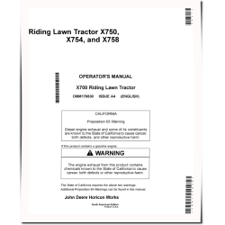 X750, X754 and X758 (SN: 020001-030000) Lawn Tractors (North America) Operators Manual (OMM170830)