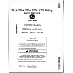 Ultimate Select Series X710, X730, X734, X738, X739 (SN:020001-030000) Lawn Tractors (N.America) Operators Manual (OMM170869)