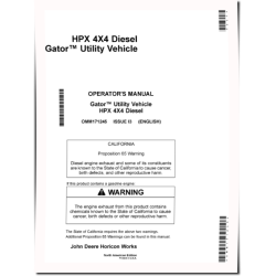 HPX 4x4 Diesel Gator Utility Vehicles (SN: 120001 - 130000) (North America) Operators Manual (OMM171245)