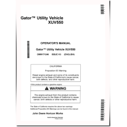 XUV550 Gator Utility Vehicles (SN: 030001 - 040000) (North America) Operators Manual (OMM171246)